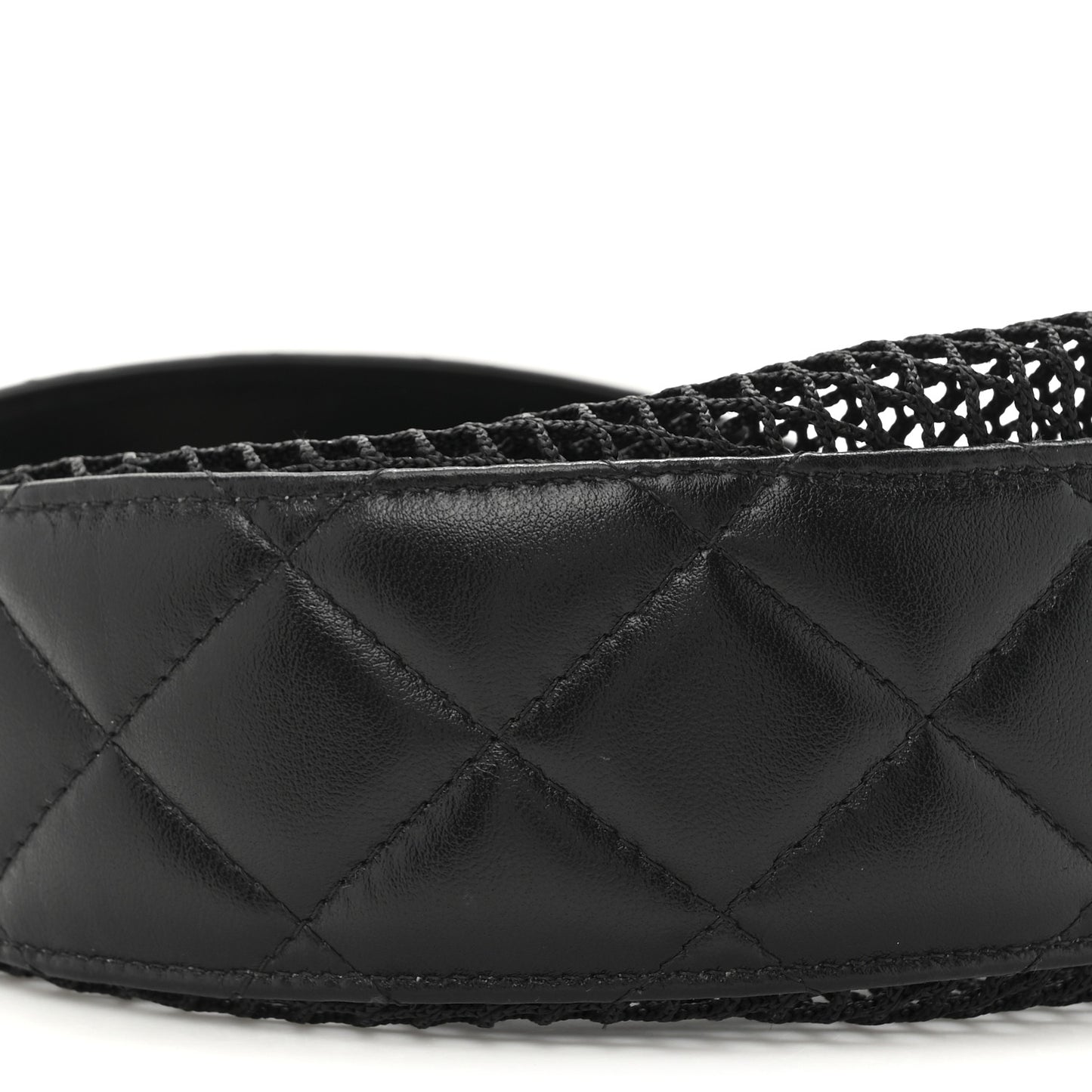 Mesh Shiny Lambskin Chain Hobo Black