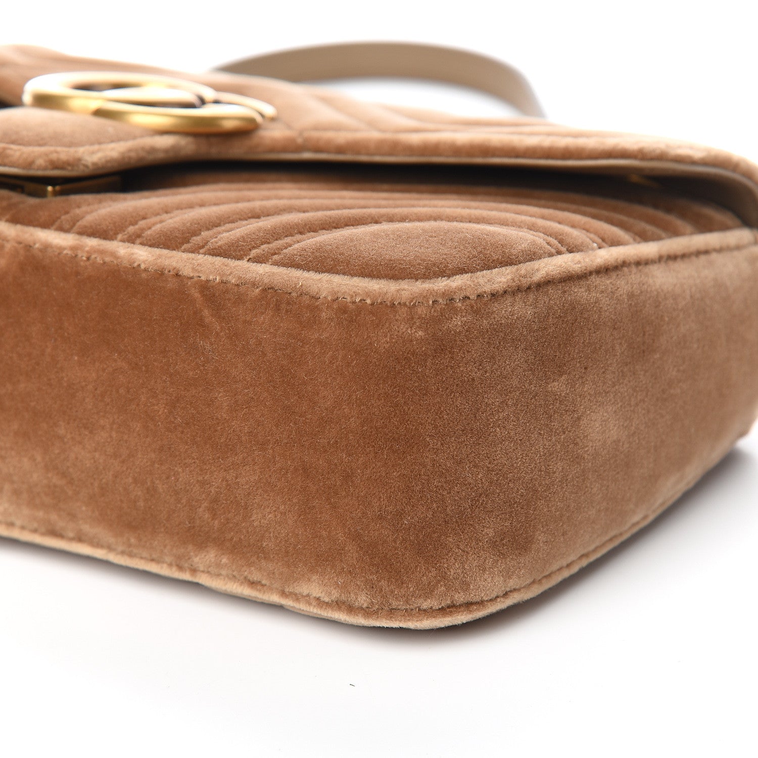 Gucci Velvet Matelasse Small GG Marmont Shoulder Bag Taupe 9 of 10
