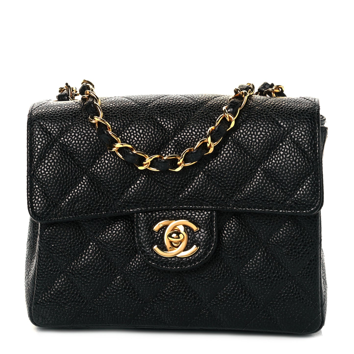 Caviar Quilted Mini Square Flap Black