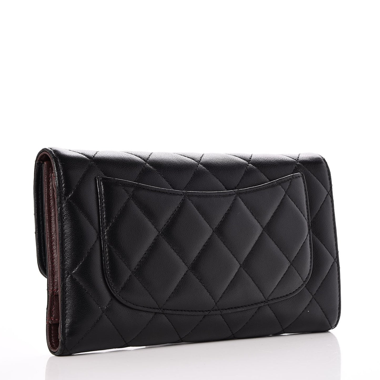Lambskin Quilted Large Flap Wallet Black