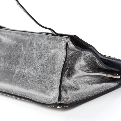 Prada Metallic Glace Calfskin Studded Etiquette Flap Silver 7 of 11