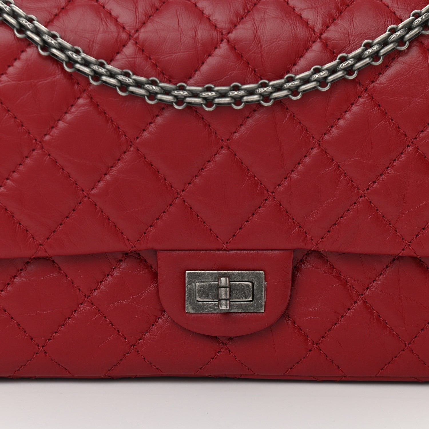 Chanel Aged Calfskin Quilted 2.55 Reissue 226 Flap Dark Red 8 of 10