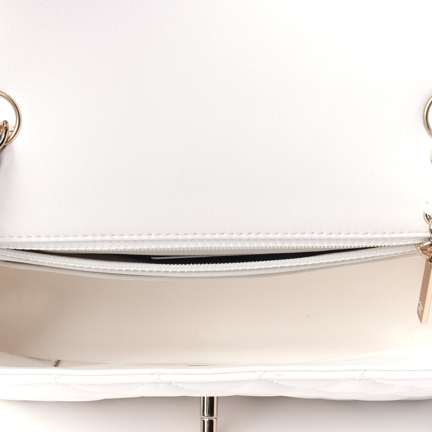 Lambskin Quilted Mini Rectangular Flap White