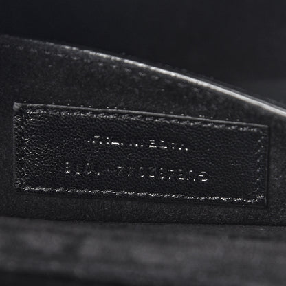 Saint Laurent Calfskin Crocodile Embossed Medium Bellechasse Satchel Black 8 of 11