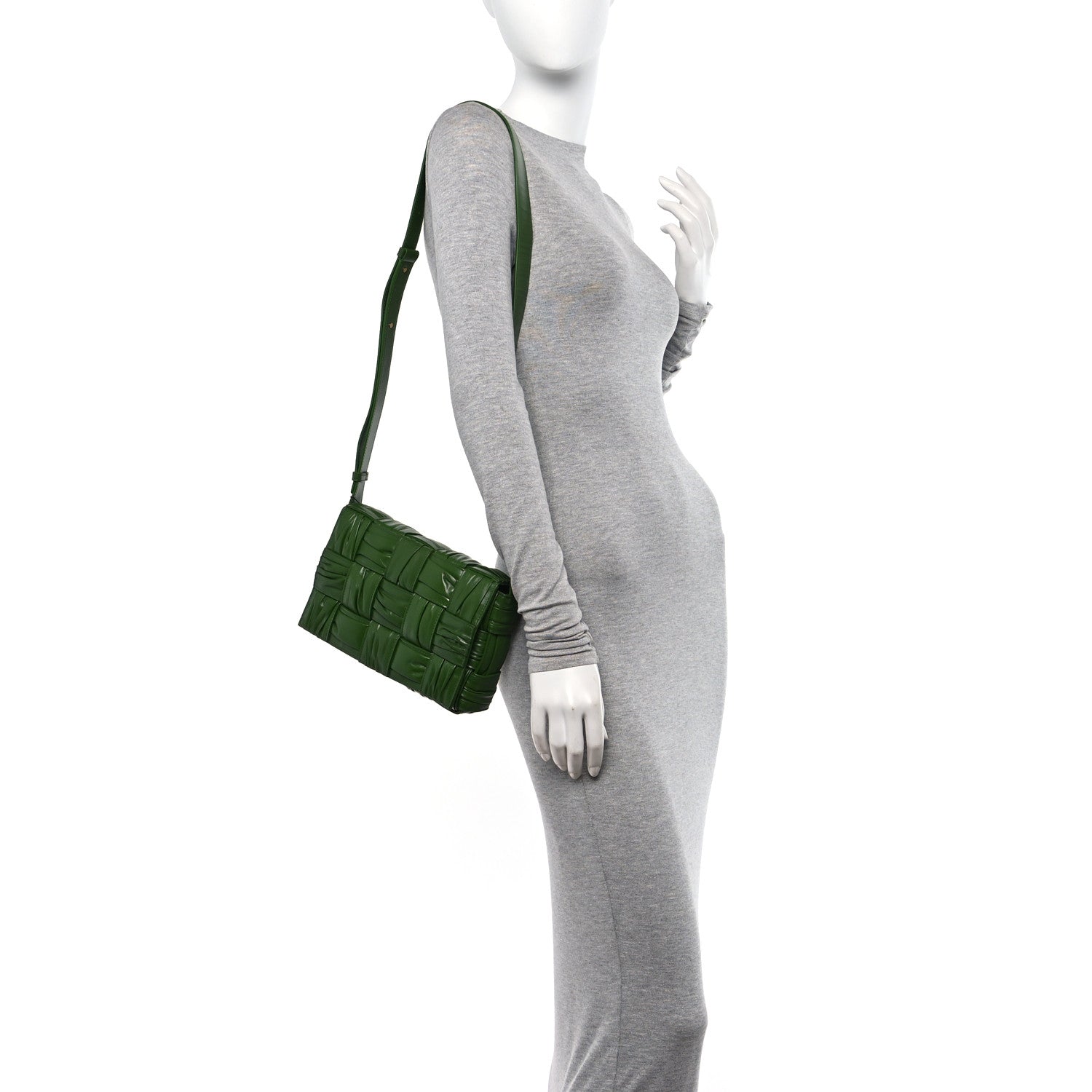 Bottega Veneta Calfskin Intreccio Plisse Cassette Crossbody Bag Avocado 2 of 13