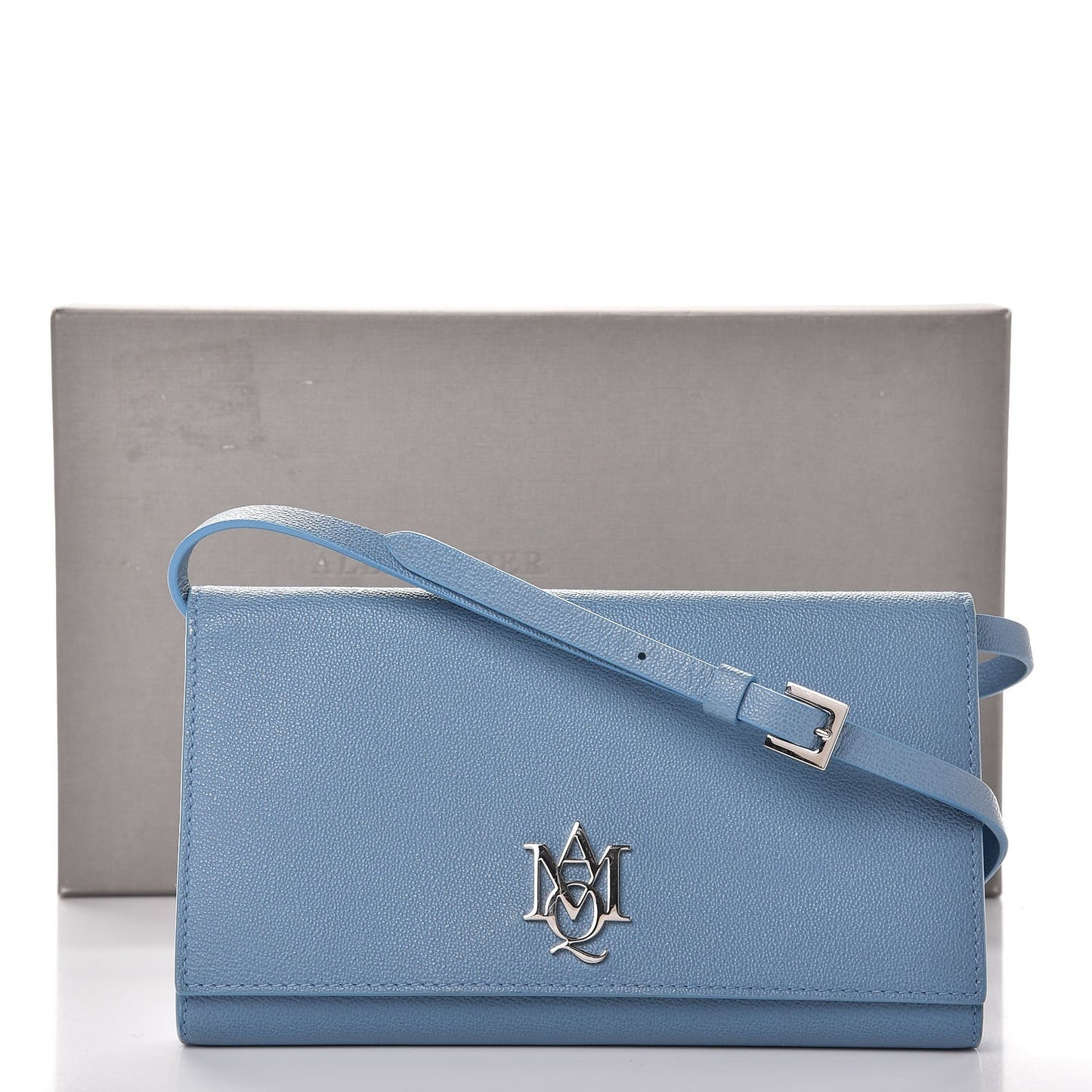 Calfskin Insignia Pouch with Strap Blue
