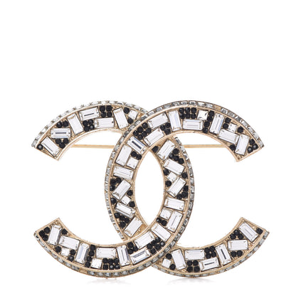 Chanel Baguette Crystal CC Brooch Gold Black 1 of 5