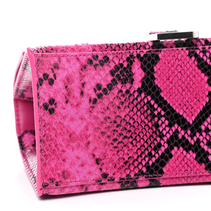 Balenciaga Shiny Calfskin Python Effect Small Hourglass Top Handle Bag Fuchsia Black 6 of 9