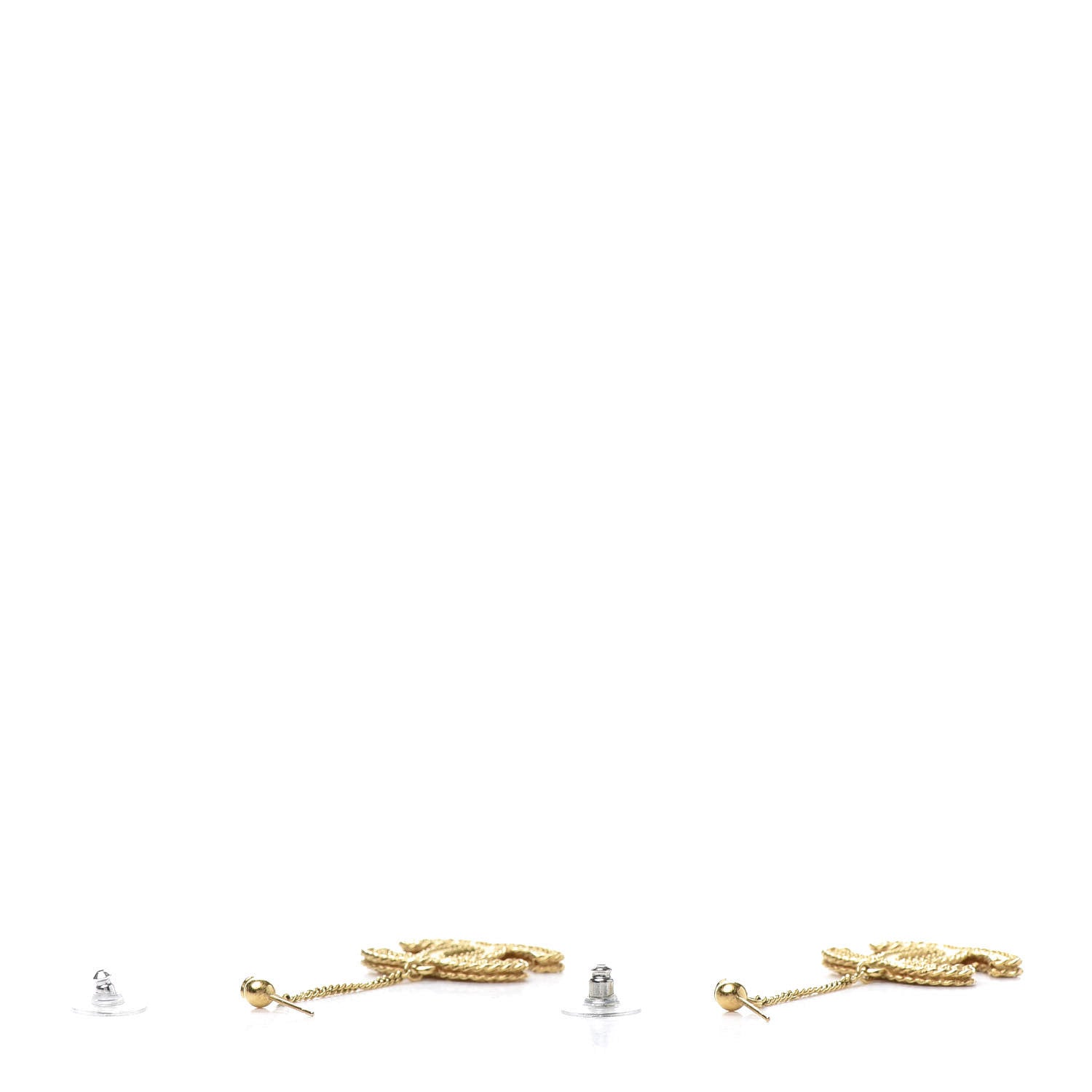 Chanel CC Drop Earrings Matte Gold 3 of 5