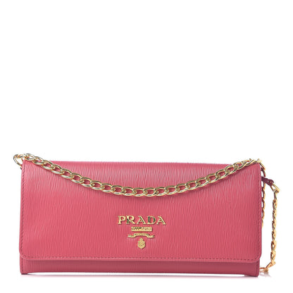 Prada Vitello Move Oro Chain Wallet Peonia 1 of 9