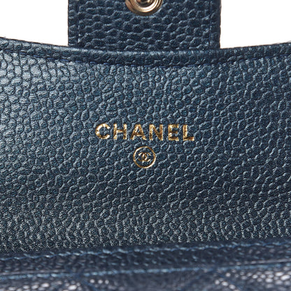 Chanel Iridescent Caviar Quilted Flap Card Holder Dark Blue 5 of 8
