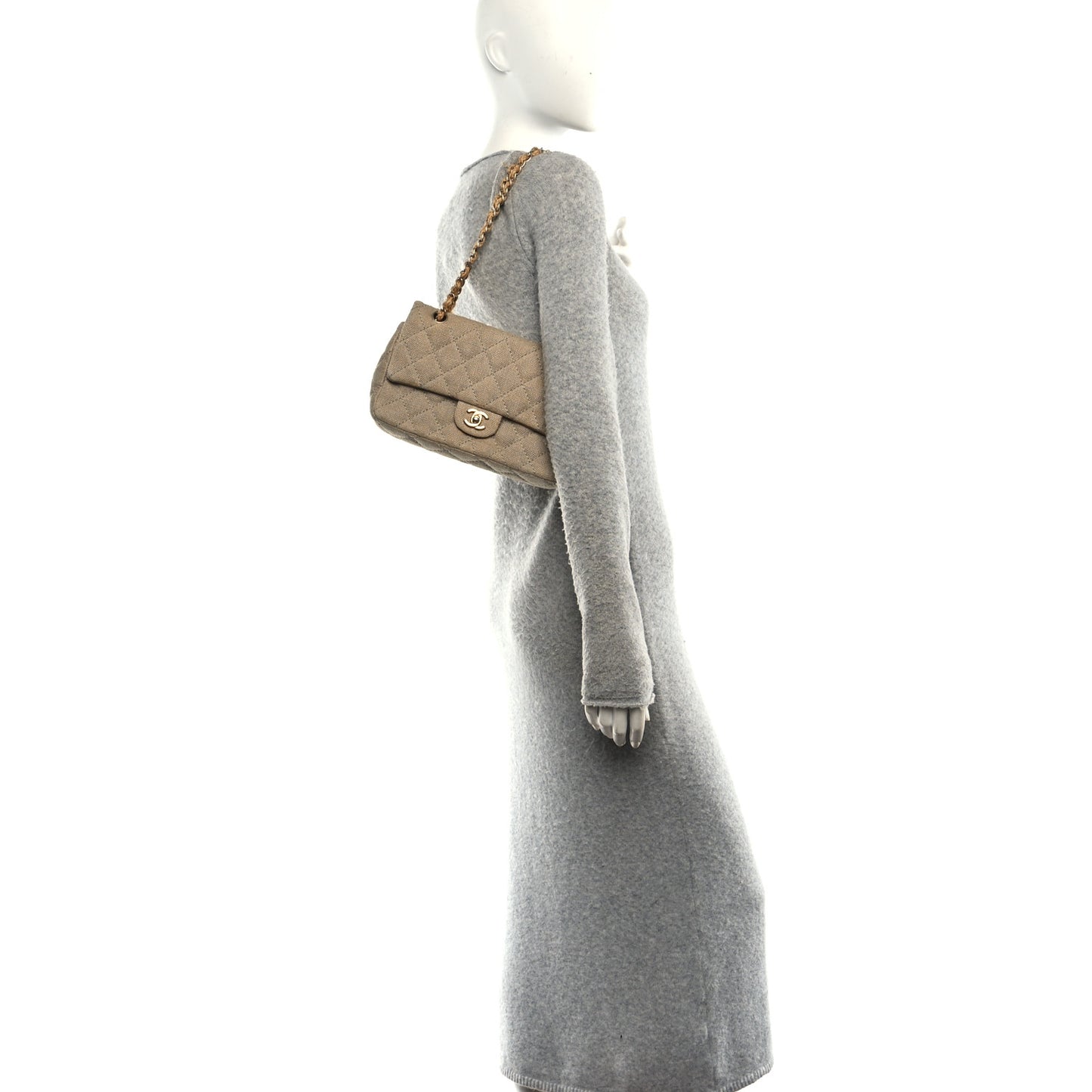 Jersey Quilted Small Single Flap Beige