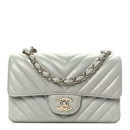 Chanel Lambskin Chevron Quilted Mini Rectangular Flap Grey 1 of 11