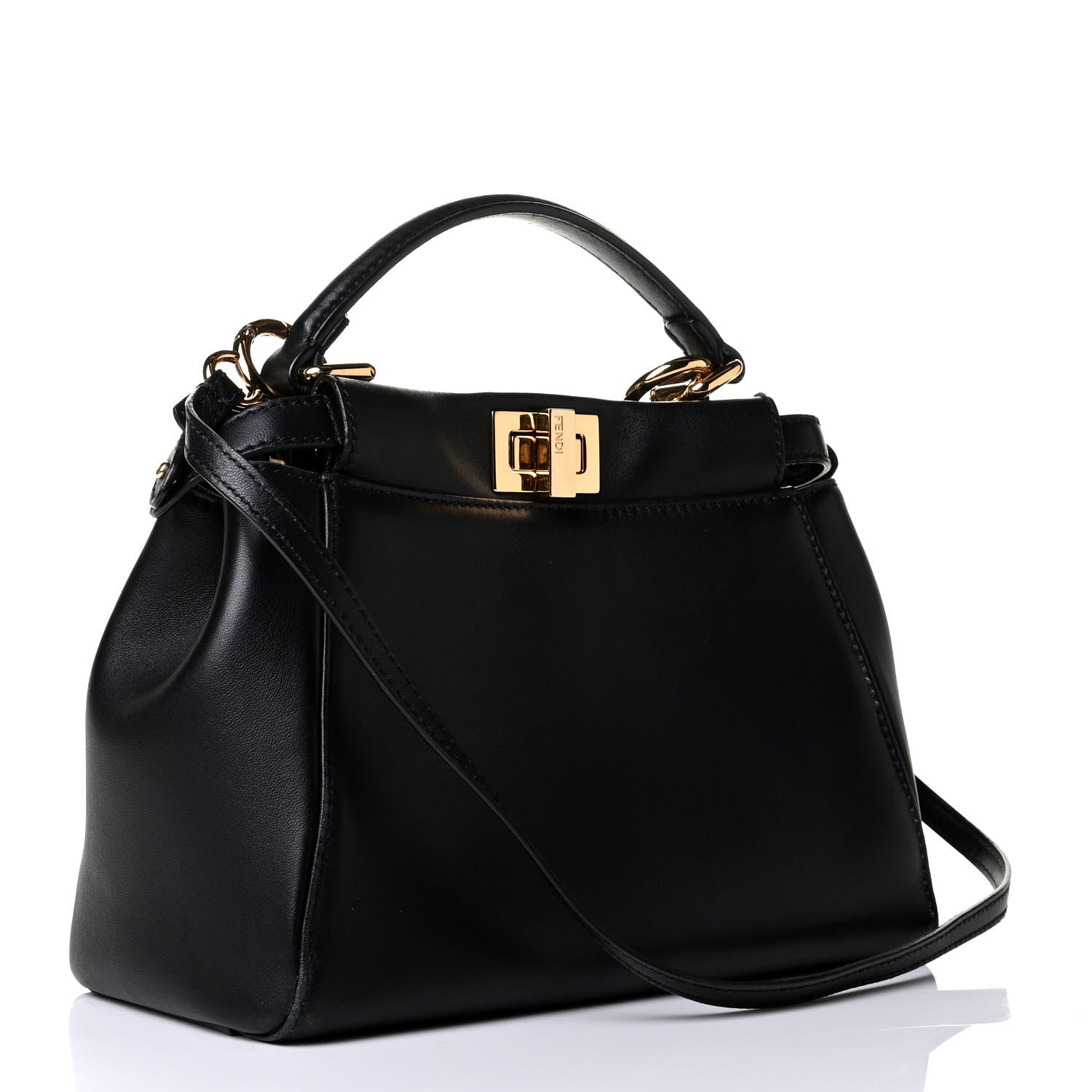 Fendi Nappa Mini Peekaboo Iconic Satchel Black 2 of 6