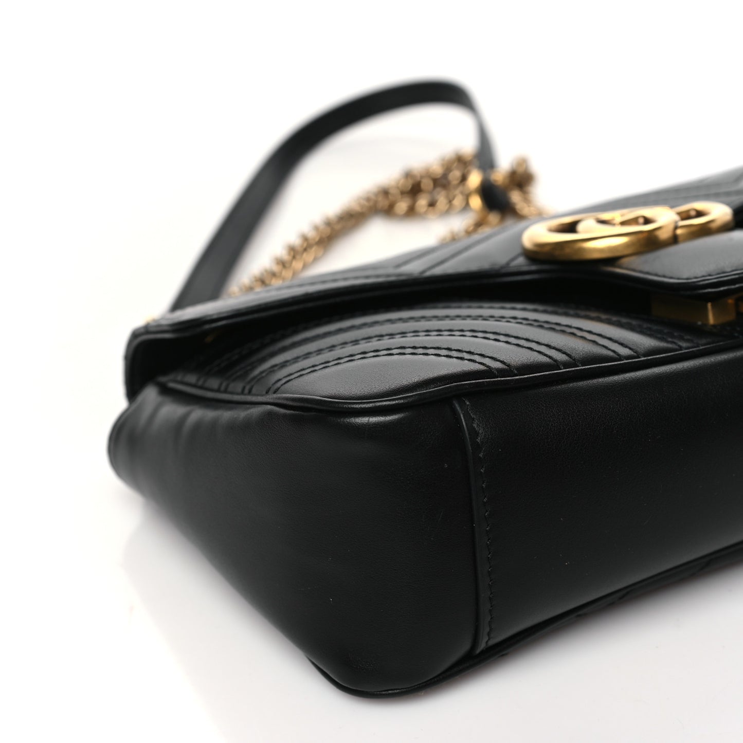 Calfskin Matelasse Small GG Marmont Shoulder Bag Black
