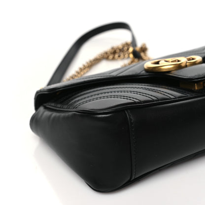 Gucci Calfskin Matelasse Small GG Marmont Shoulder Bag Black 9 of 13