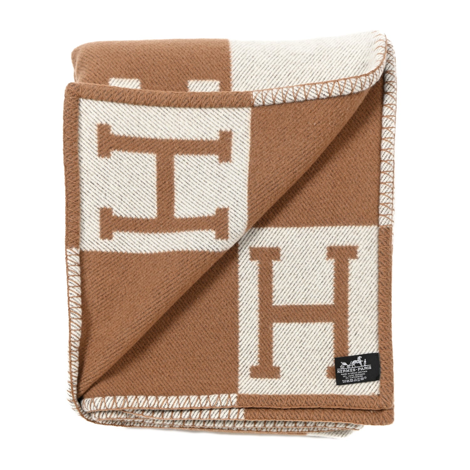 Hermes Wool Cashmere Avalon Blanket Ecru Camel 2 of 4
