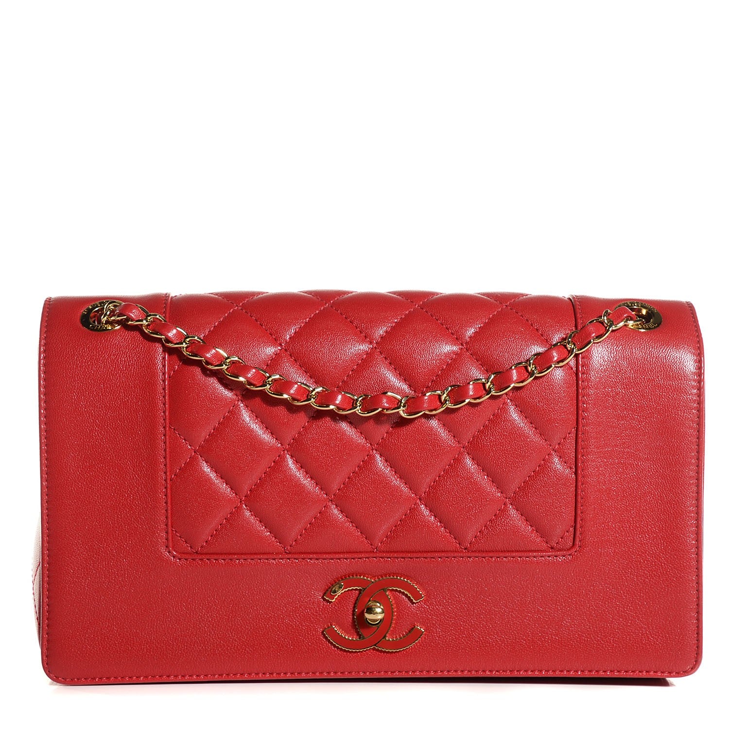 Chanel Iridescent Sheepskin Quilted Vintage Mademoiselle Flap Red 1 of 9