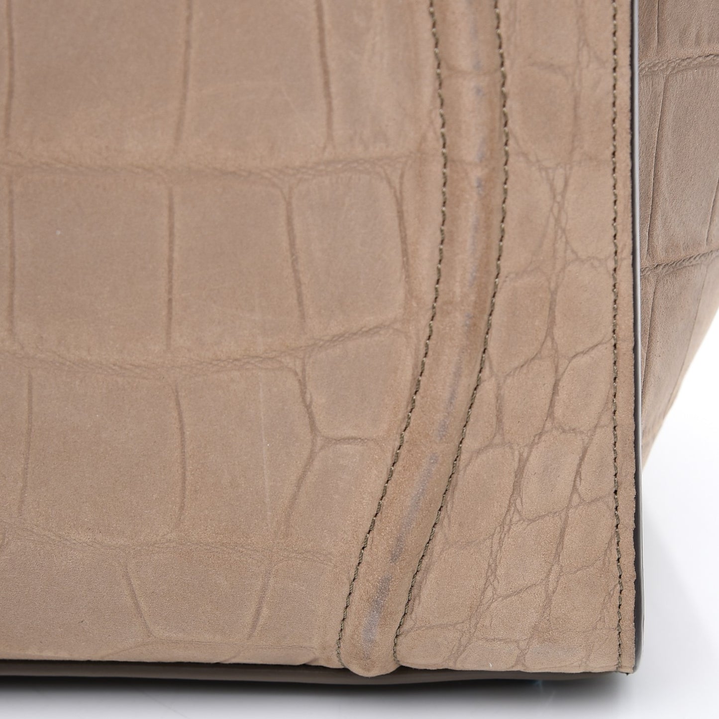 Crocodile Embossed Nubuck Medium Phantom Luggage Beige