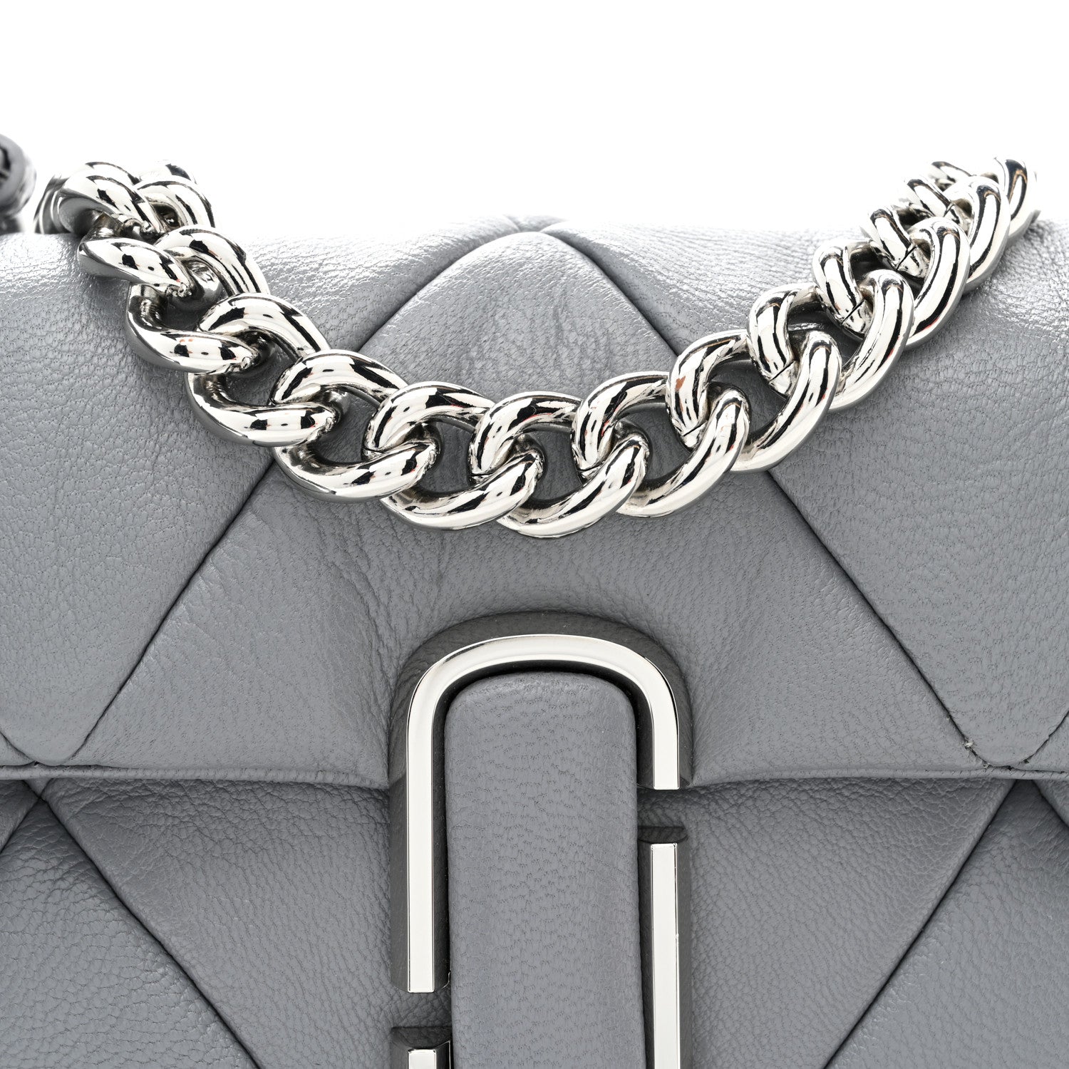 Marc Jacobs Goatskin Quilted J The Puffy Diamond Shoulder Bag Wolf Grey 5 of 11