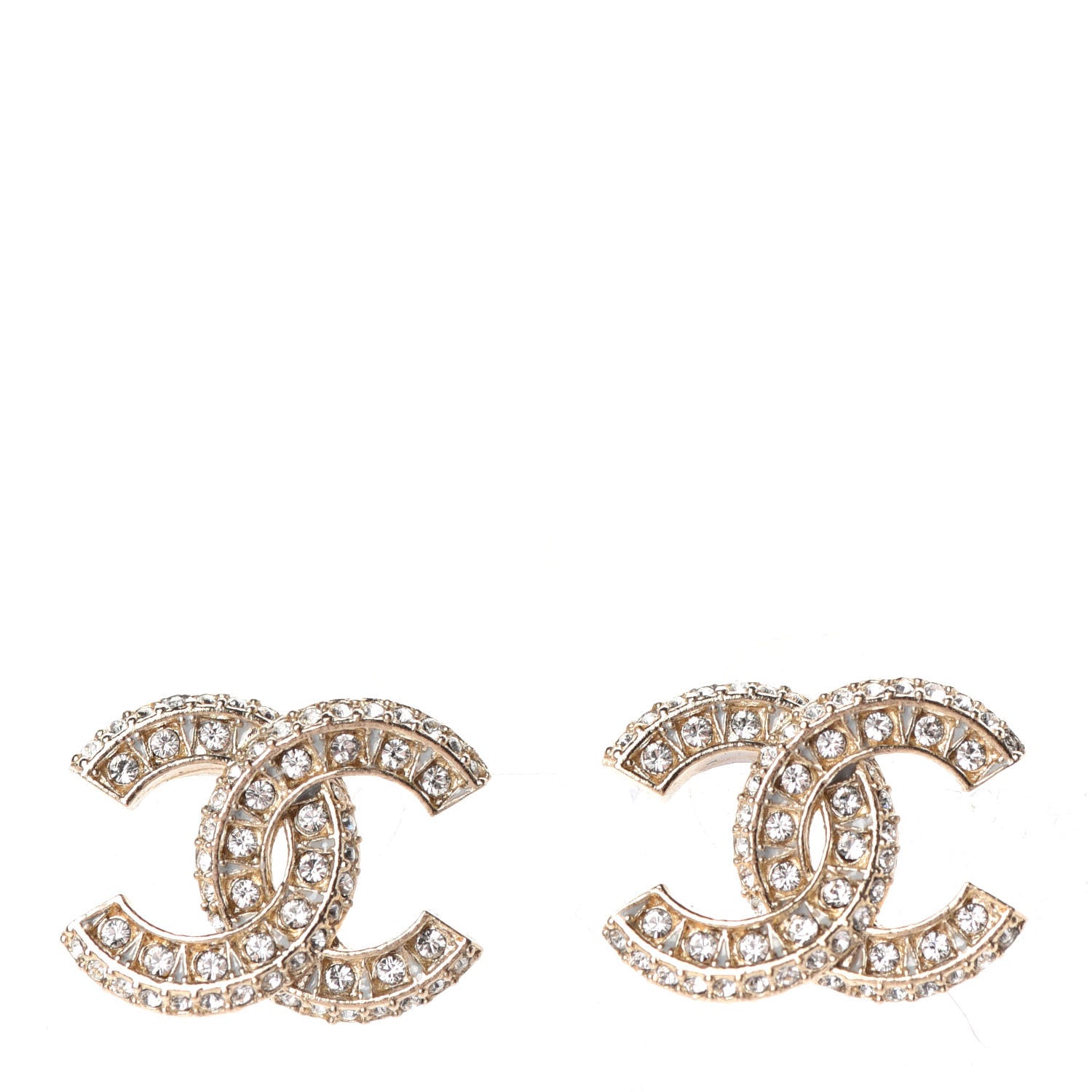 Chanel Crystal Timeless CC Earrings Light Gold 1 of 4