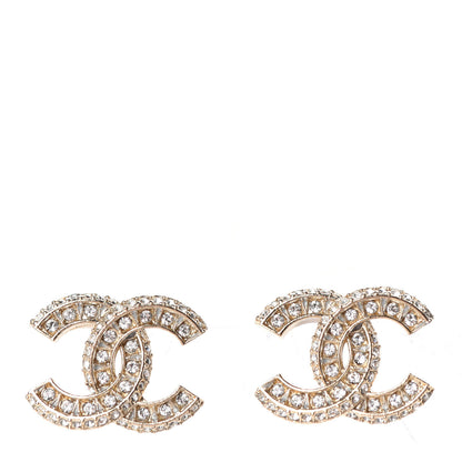 Chanel Crystal Timeless CC Earrings Light Gold 1 of 4