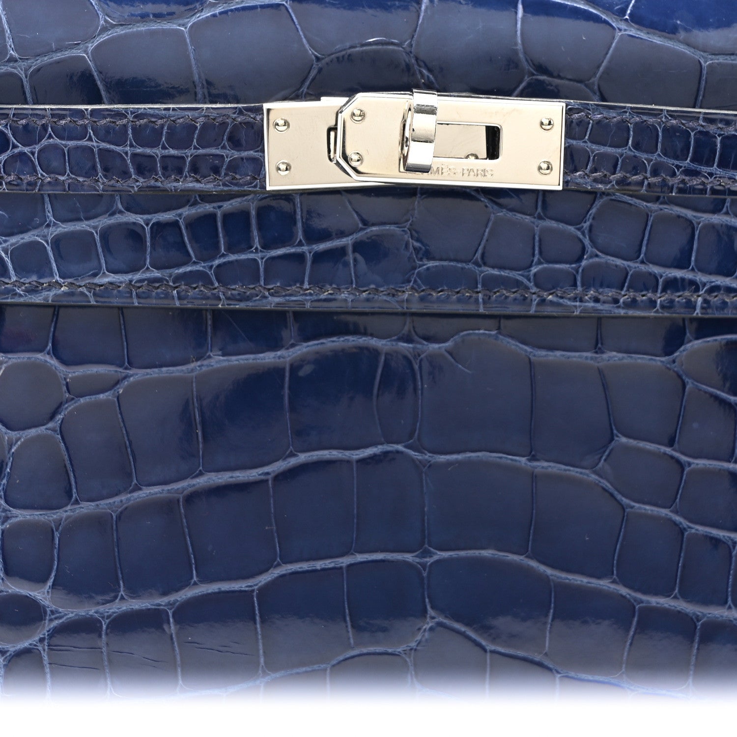 Hermes Shiny Alligator Kelly Pochette Bleu De Malte 8 of 11