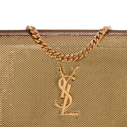 Saint Laurent Sequin Monogram Chain Wallet Gold 8 of 11