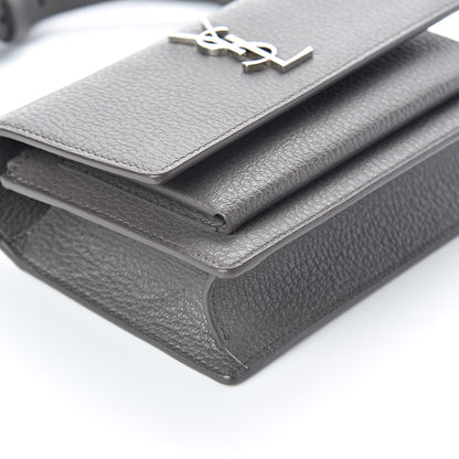 Saint Laurent Grained Calfskin Monogram Sunset Strap Wallet Fog 7 of 8