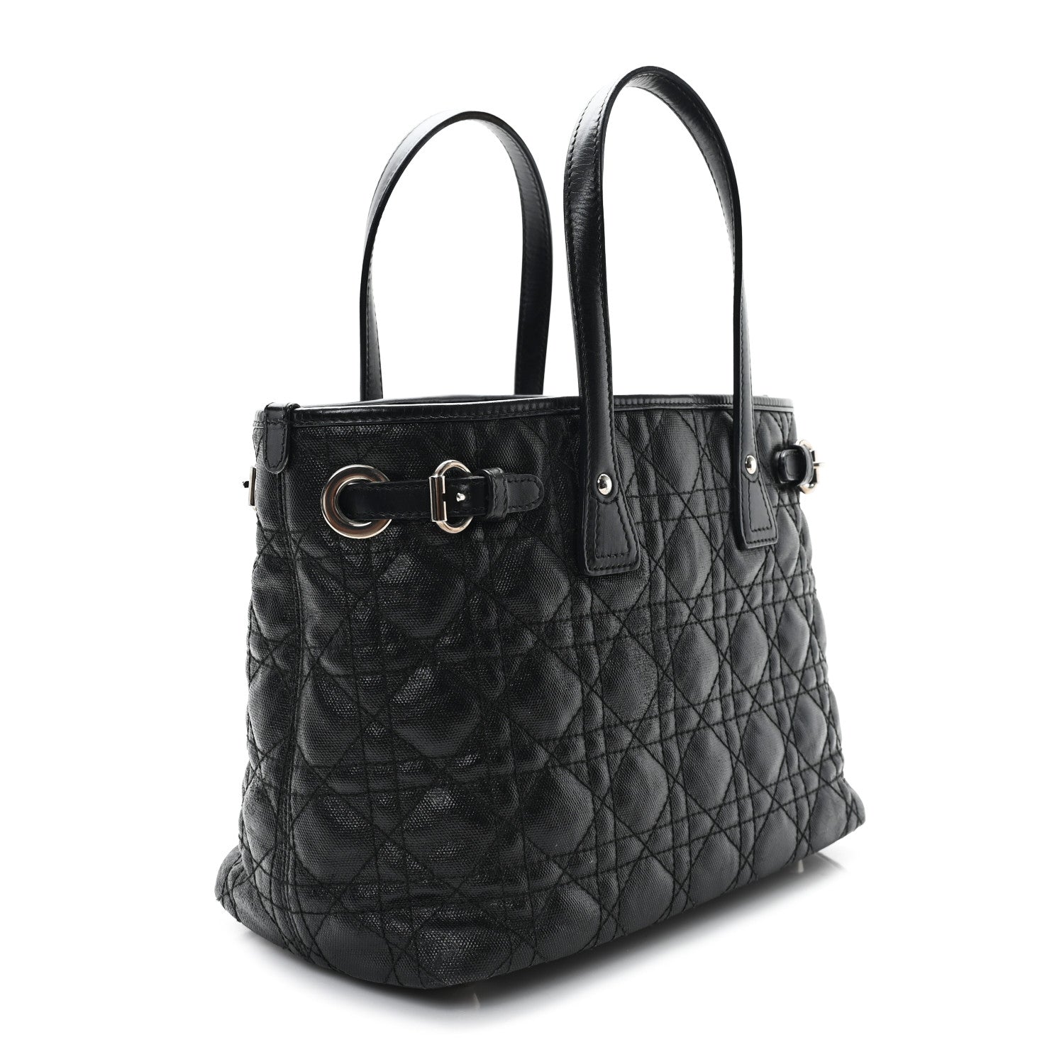 Christian Dior Coated Canvas Cannage Mini Panarea Tote Black 3 of 11