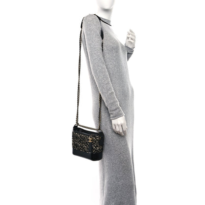 Chanel Tweed Sequin Calfskin Small Gabrielle Hobo Beige Black 2 of 9