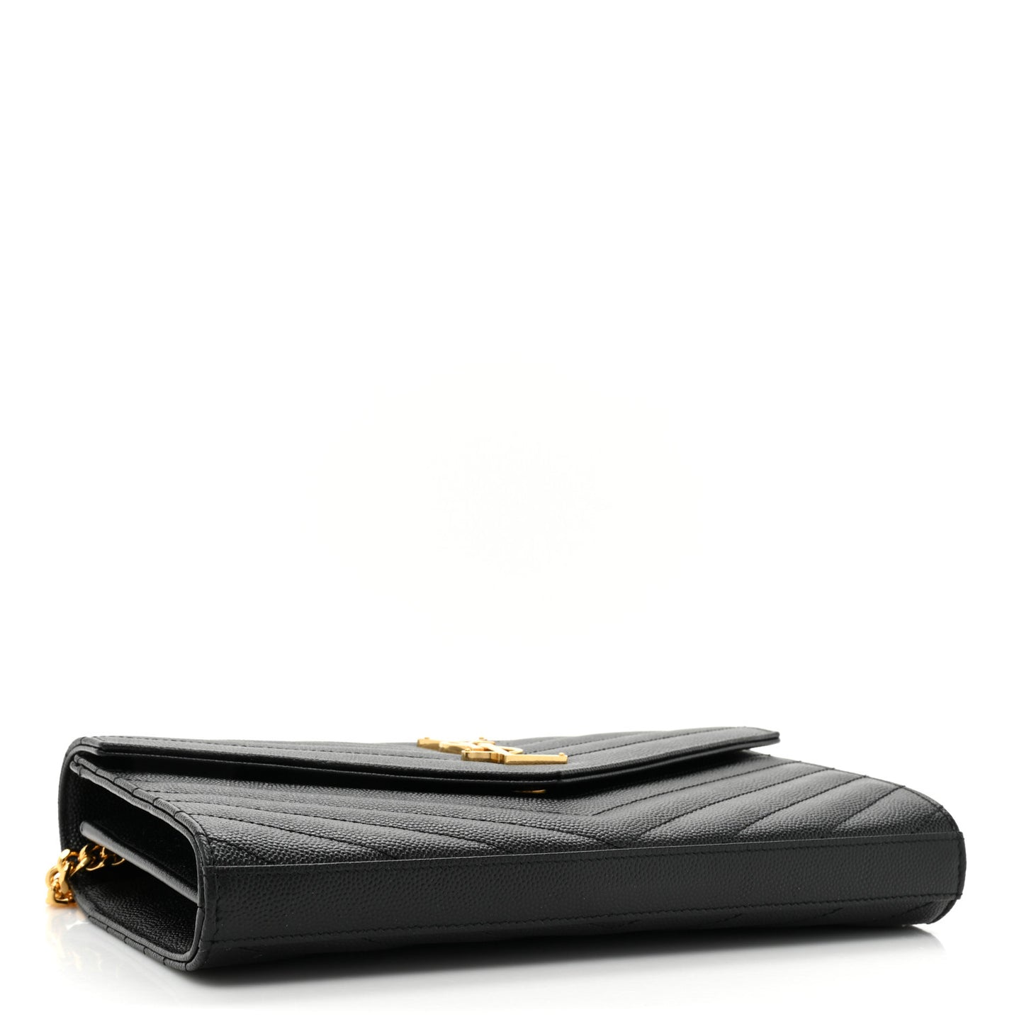 Grain De Poudre Matelasse Chevron Monogram Chain Wallet Black