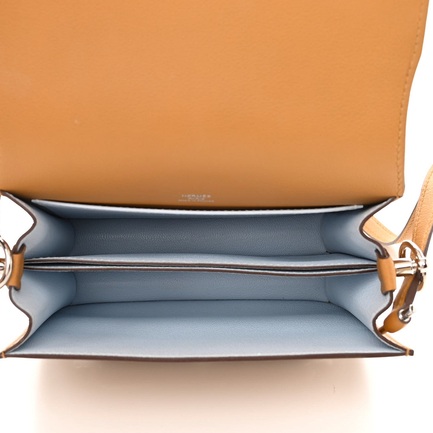 Hermes Evercolor Verso Mini Sac Roulis Caramel Bleu Brume 5 of 11