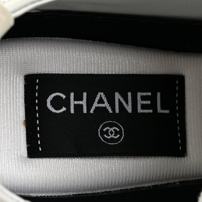 Chanel Calfskin Embossed Suede Sneakers 38.5 White Black 6 of 11