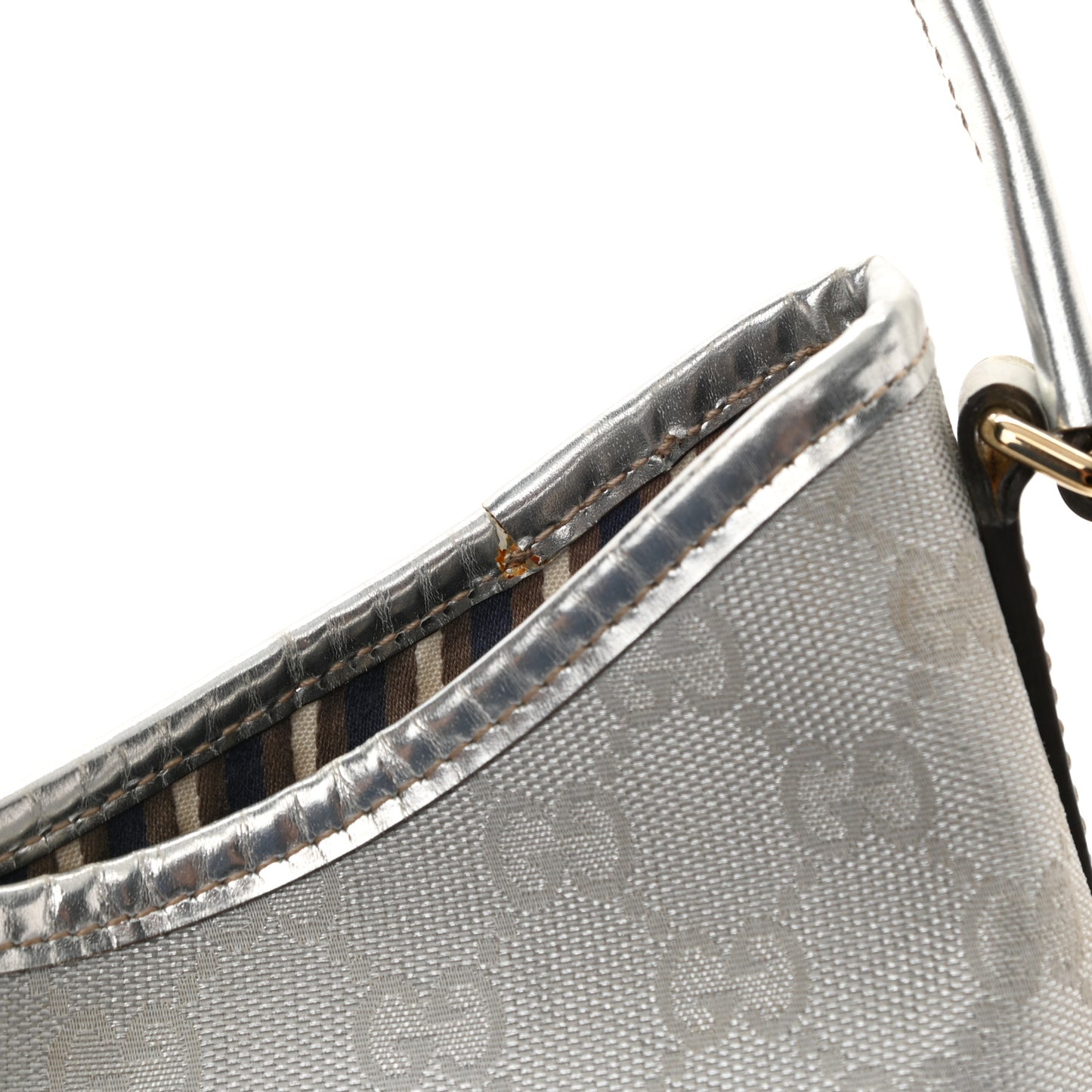 Metallic Monogram Medium New Britt Hobo Silver