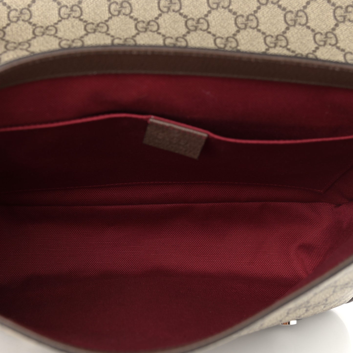 GG Supreme Monogram Textured Dollar Calfskin Retro Interlocking G Flap Messenger Bag Beige Ebony New Acero