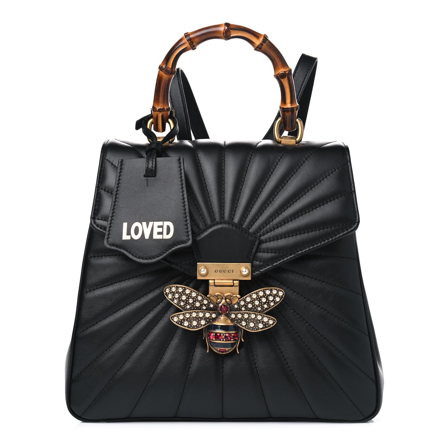 Calfskin Bamboo Trapuntata Queen Margaret Backpack Black