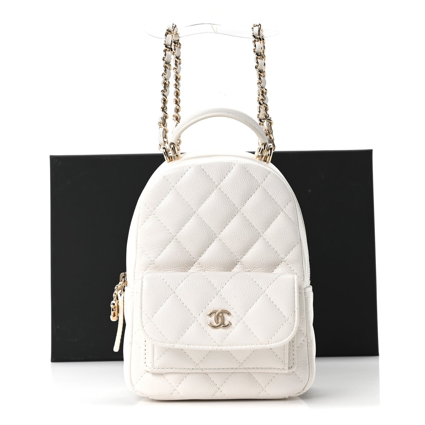 Caviar Quilted CC Mini Classic Backpack White