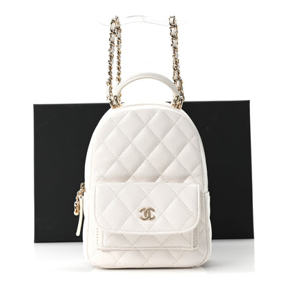 Chanel Caviar Quilted CC Mini Classic Backpack White 11 of 11