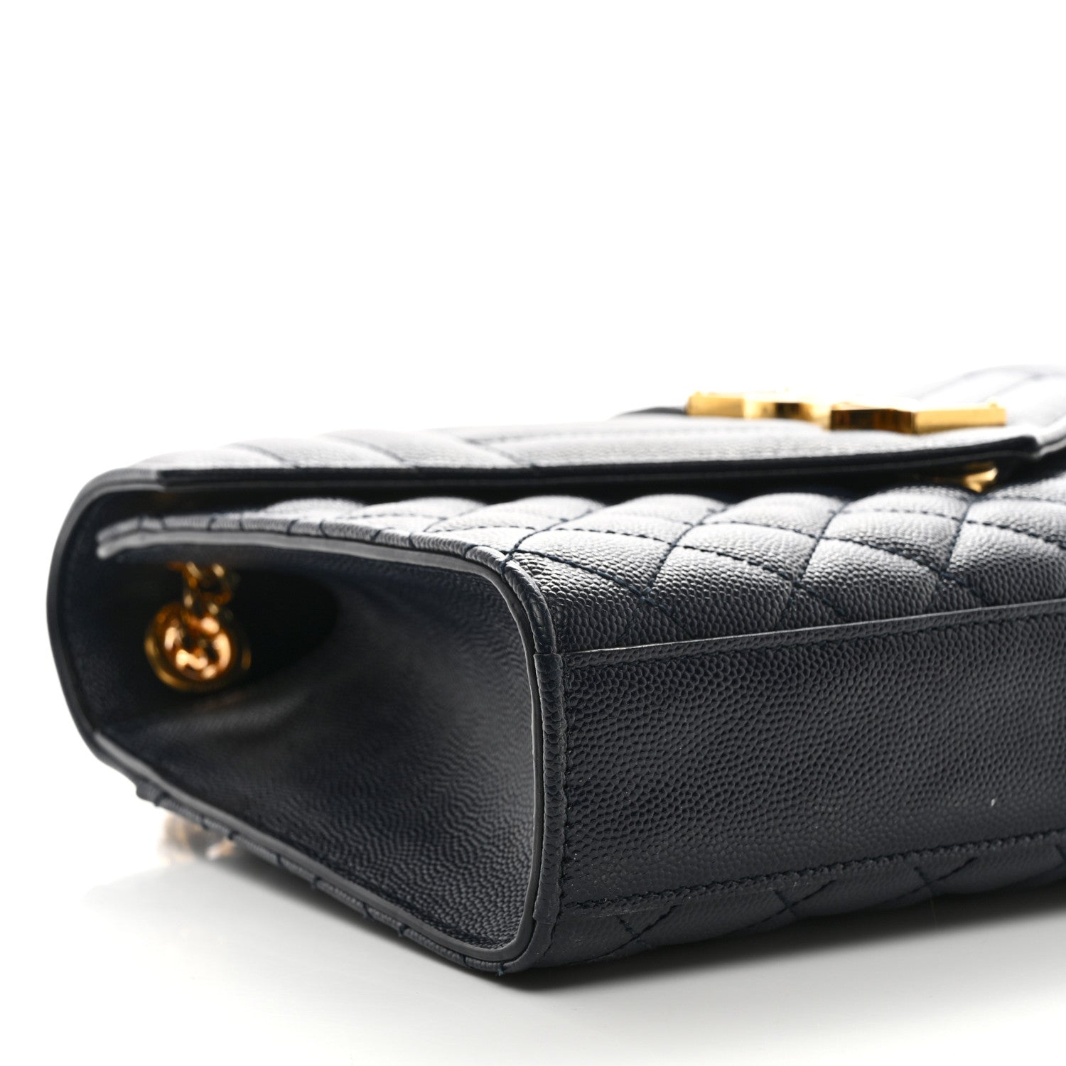 Saint Laurent Grain De Poudre Textured Mixed Matelasse Triquilt Medium Monogram Satchel Deep Marine 10 of 11