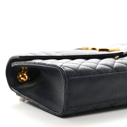 Saint Laurent Grain De Poudre Textured Mixed Matelasse Triquilt Medium Monogram Satchel Deep Marine 10 of 11
