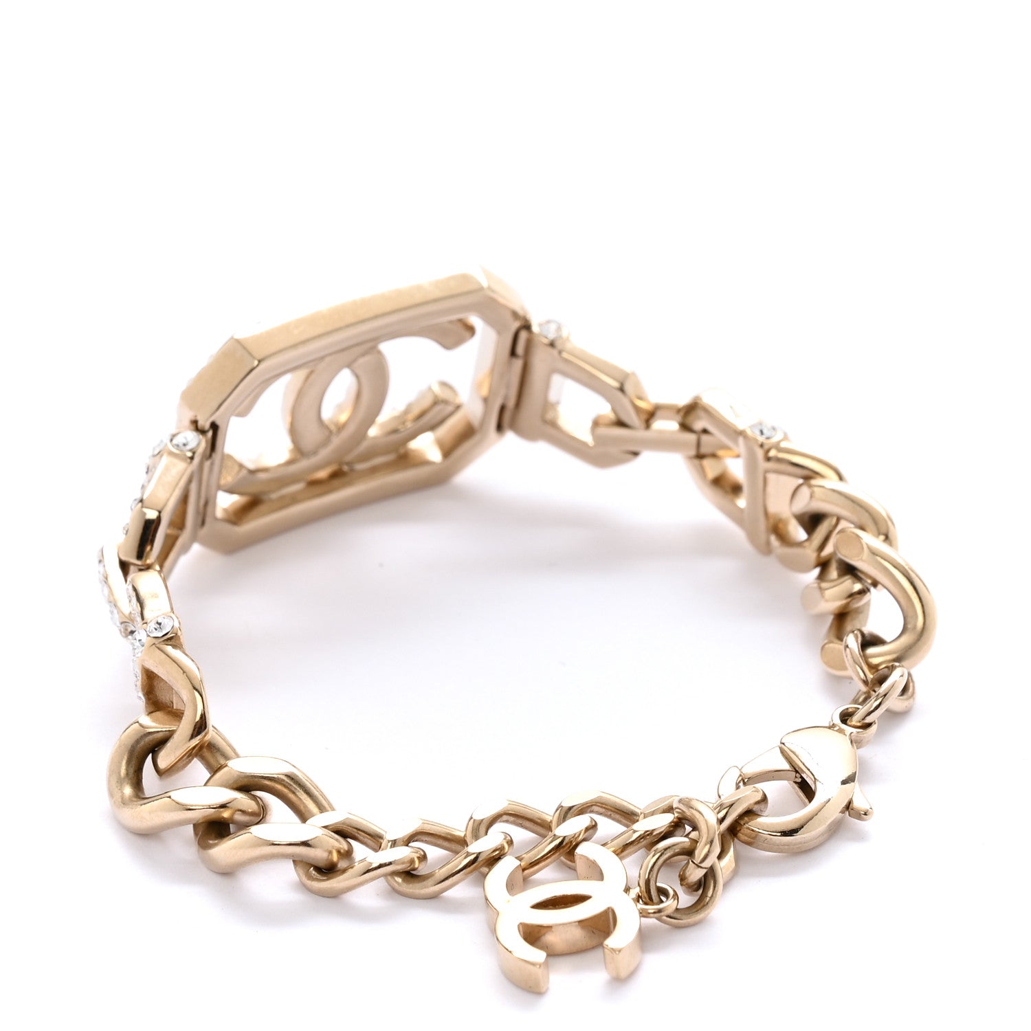 Chanel Crystal Pearl CC Vendome Bracelet Gold Pearly White 3 of 5