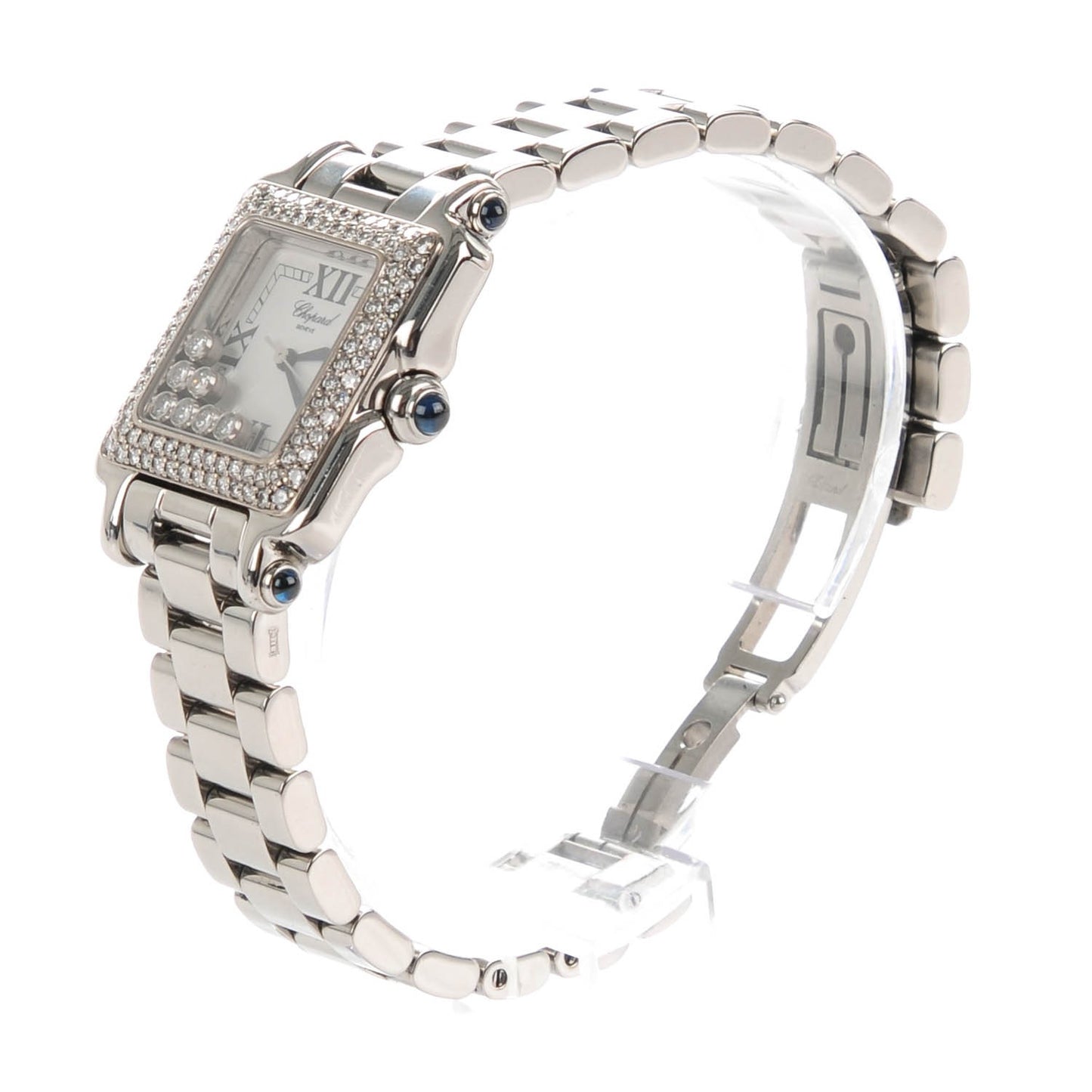 Stainless Steel 7 Diamond Pave Bezel 27mm Happy Sport Quartz Watch