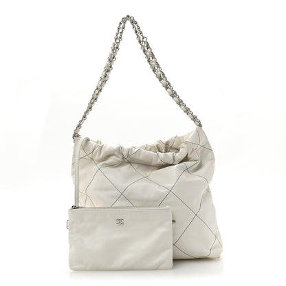 Chanel Shiny Calfskin Quilted Small Chanel 22 White Black 3 of 15