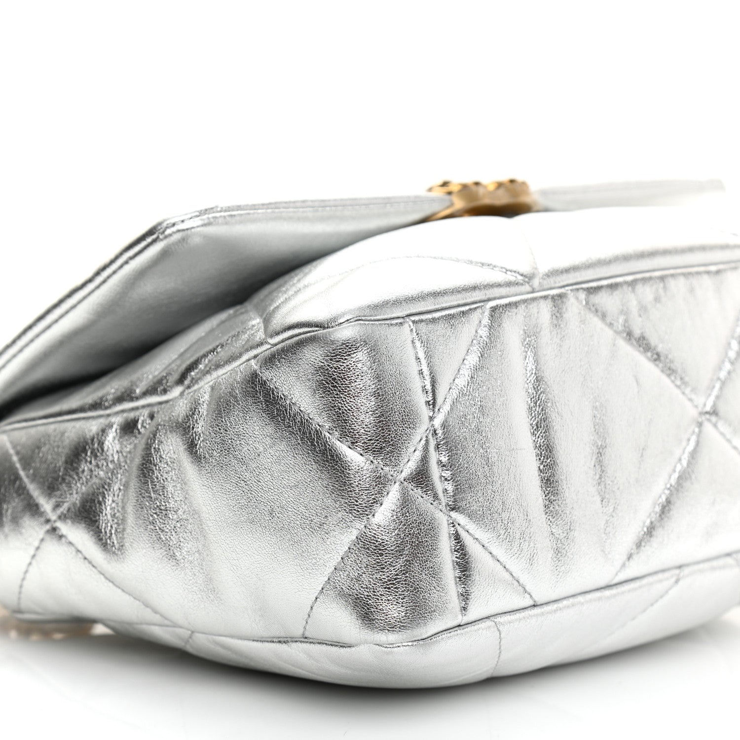Chanel Metallic Lambskin Quilted Medium Chanel 19 Flap Silver 9 of 11