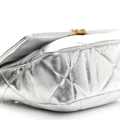 Chanel Metallic Lambskin Quilted Medium Chanel 19 Flap Silver 9 of 11