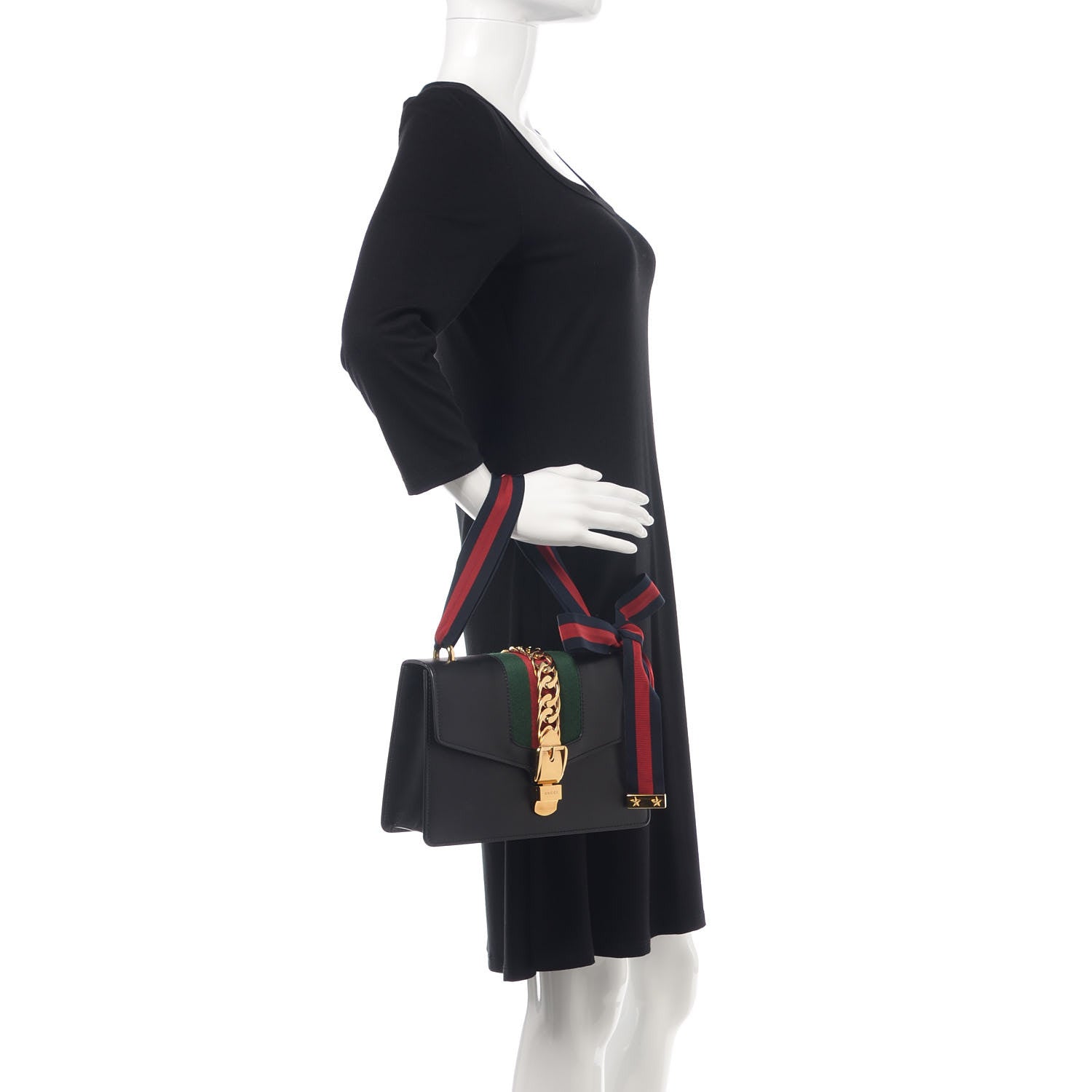 Gucci Calfskin Small Sylvie Shoulder Bag Black 2 of 11