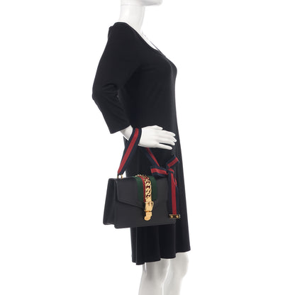 Gucci Calfskin Small Sylvie Shoulder Bag Black 2 of 11