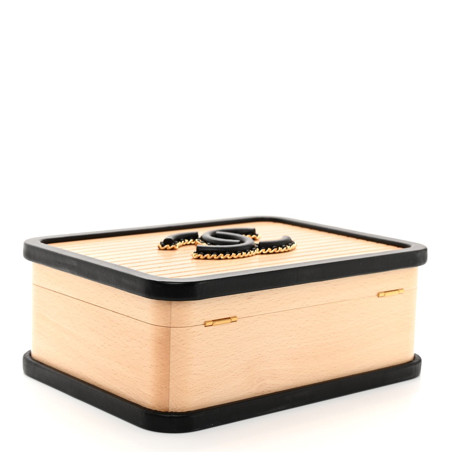 Beech Wood Lambskin Medium CC Vanity Case Black