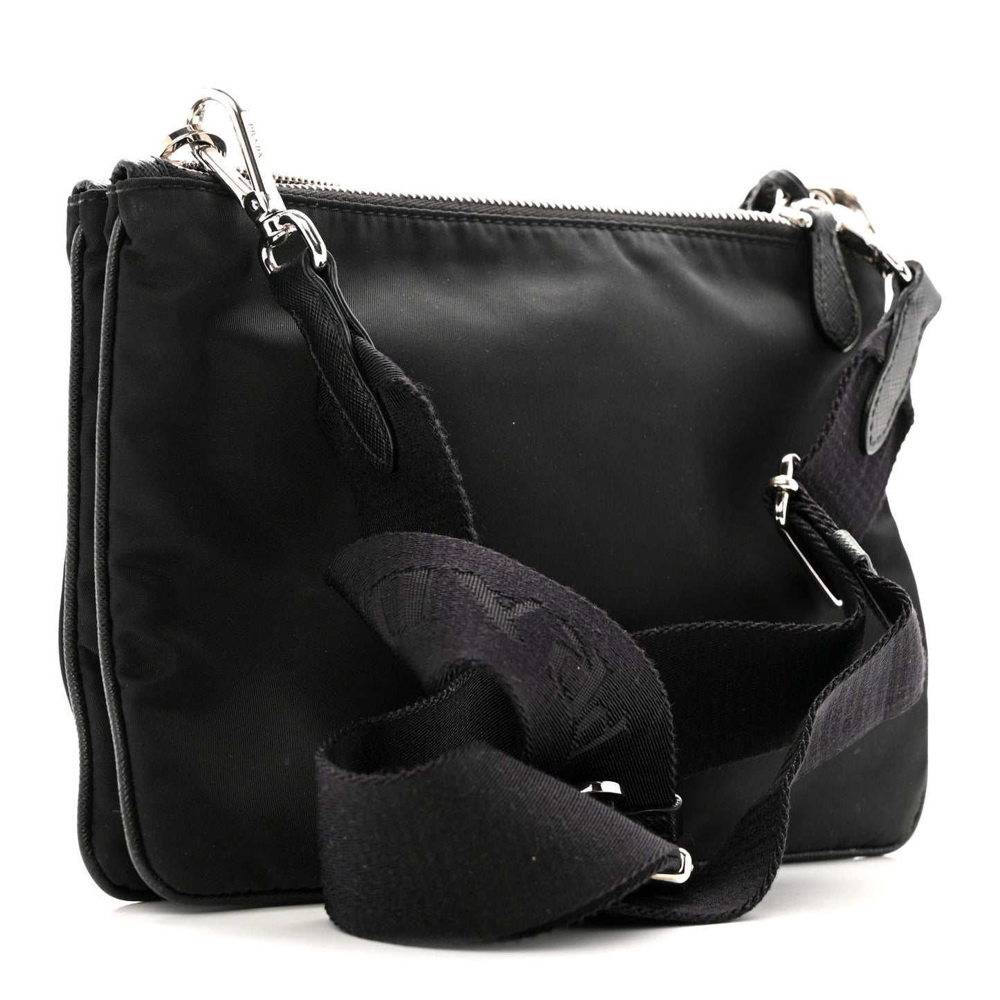 Re-Nylon Saffiano Re-Edition 2000 Double Zip Crossbody Bag Black